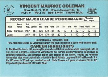 Vince Coleman  baseball card collectible - Main Image 2