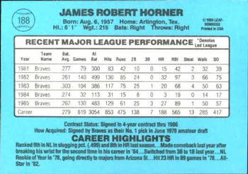 Bob Horner  baseball card collectible - Main Image 2