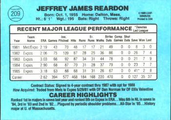 Jeff Reardon  baseball card collectible - Main Image 2