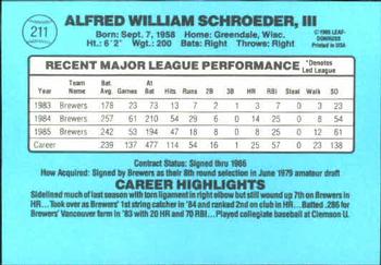 Bill Schroeder  baseball card collectible - Main Image 2