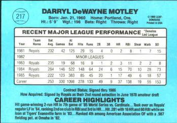 Darryl Motley  baseball card collectible - Main Image 2