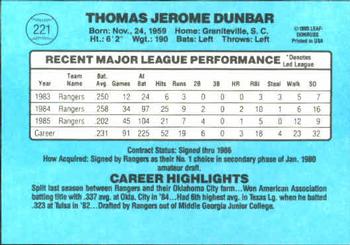 Tommy Dunbar  baseball card collectible - Main Image 2