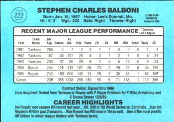 Steve Balboni  baseball card collectible - Main Image 2