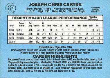 Joe Carter  baseball card collectible - Main Image 2