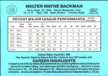 Wally Backman  baseball card collectible - Main Image 2