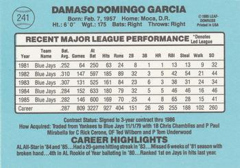 Damaso Garcia  baseball card collectible - Main Image 2