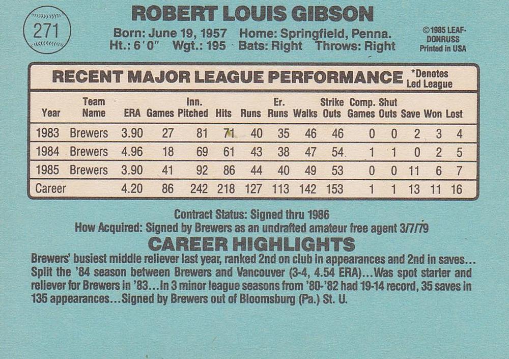 Bob Gibson  baseball card collectible - Main Image 2