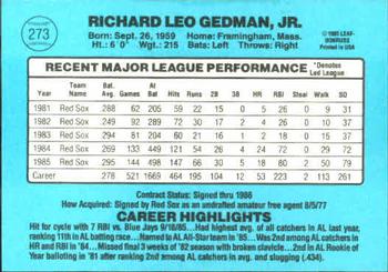 Rich Gedman  baseball card collectible - Main Image 2