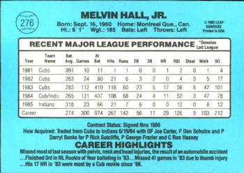 Mel Hall  baseball card collectible - Main Image 2