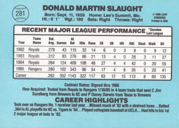 Don Slaught  baseball card collectible - Main Image 2