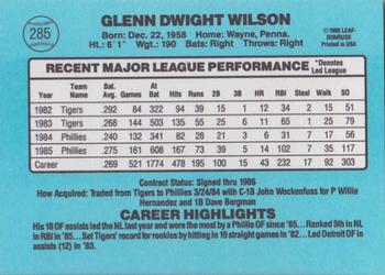 Glenn Wilson  baseball card collectible - Main Image 2