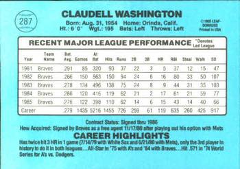 Claudell Washington  baseball card collectible - Main Image 2