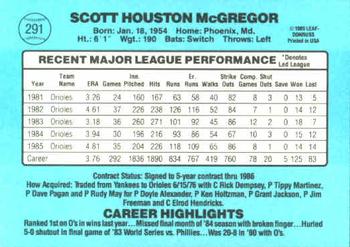 Scott McGregor  baseball card collectible - Main Image 2