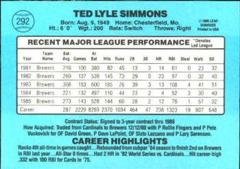 Ted Simmons  baseball card collectible - Main Image 2