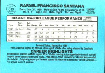Rafael Santana  baseball card collectible - Main Image 2
