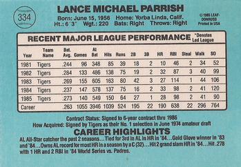 Lance Parrish  baseball card collectible - Main Image 2