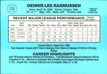 Dennis Rasmussen  baseball card collectible - Main Image 2