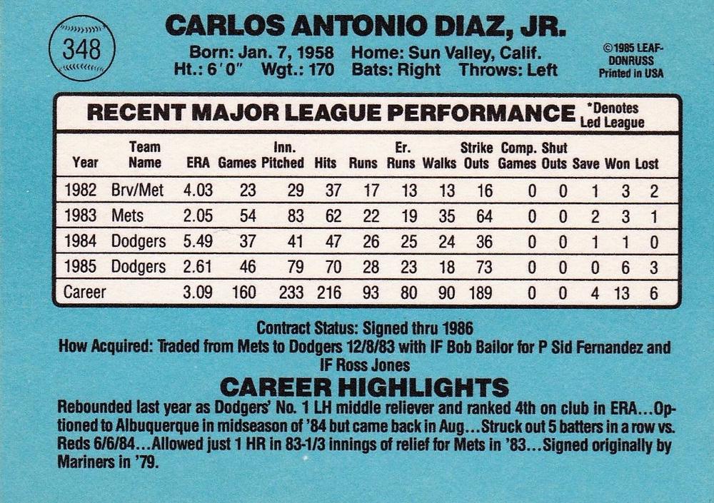 Carlos Diaz  baseball card collectible - Main Image 2