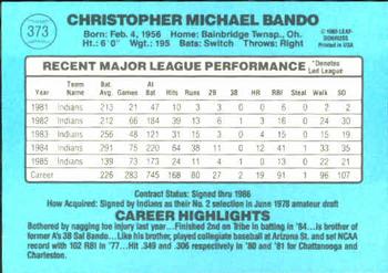 Chris Bando  baseball card collectible - Main Image 2