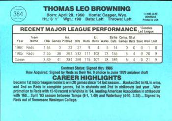 Tom Browning  baseball card collectible - Main Image 2