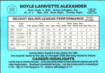 Doyle Alexander  baseball card collectible - Main Image 2