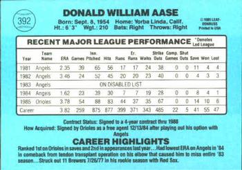Don Aase  baseball card collectible - Main Image 2
