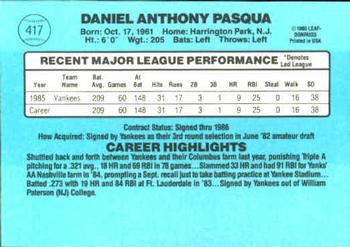 Dan Pasqua  baseball card collectible - Main Image 2