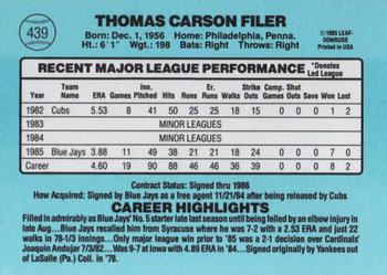 Tom Filer  baseball card collectible - Main Image 2