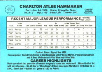 Atlee Hammaker  baseball card collectible - Main Image 2