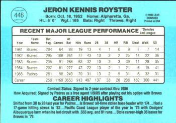 Jerry Royster  baseball card collectible - Main Image 2