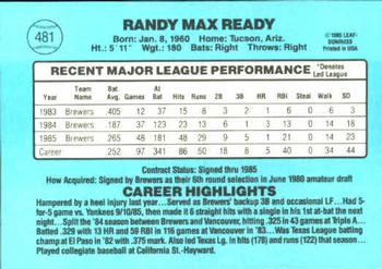 Randy Ready  baseball card collectible - Main Image 2