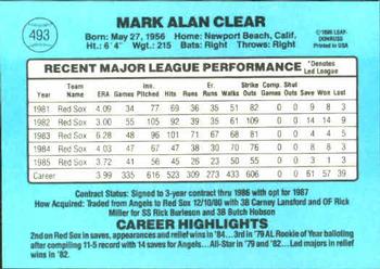 Mark Clear  baseball card collectible - Main Image 2