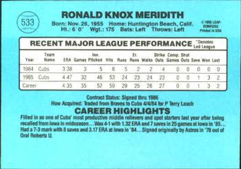 Ron Meridith  baseball card collectible - Main Image 2