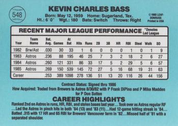 Kevin Bass  baseball card collectible - Main Image 2