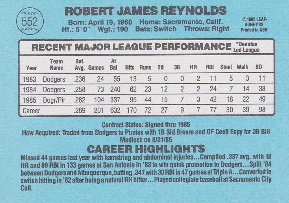 R.J. Reynolds  baseball card collectible - Main Image 2