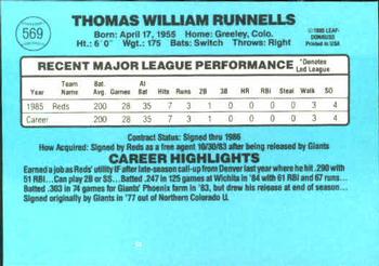 Tom Runnells  baseball card collectible - Main Image 2