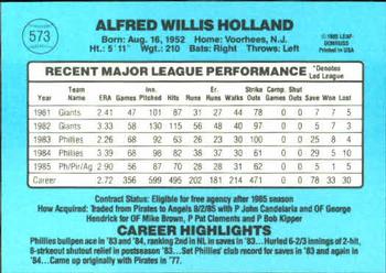 Al Holland  baseball card collectible - Main Image 2