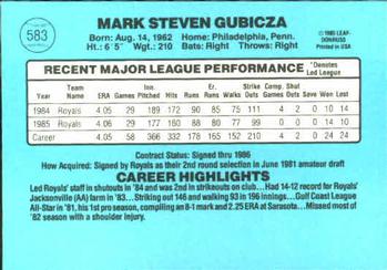 Mark Gubicza  baseball card collectible - Main Image 2