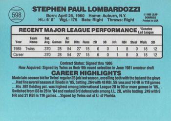 Steve Lombardozzi  baseball card collectible - Main Image 2