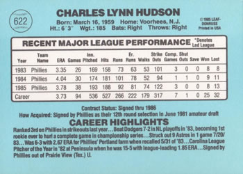 Charles Hudson  baseball card collectible - Main Image 2