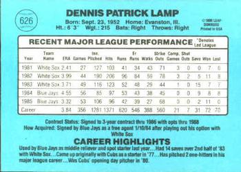 Dennis Lamp  baseball card collectible - Main Image 2