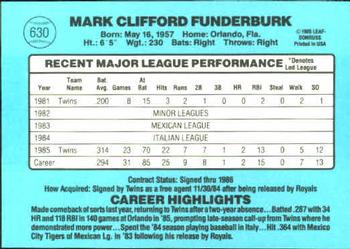 Mark Funderburk  baseball card collectible - Main Image 2