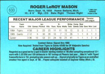 Roger Mason  baseball card collectible - Main Image 2
