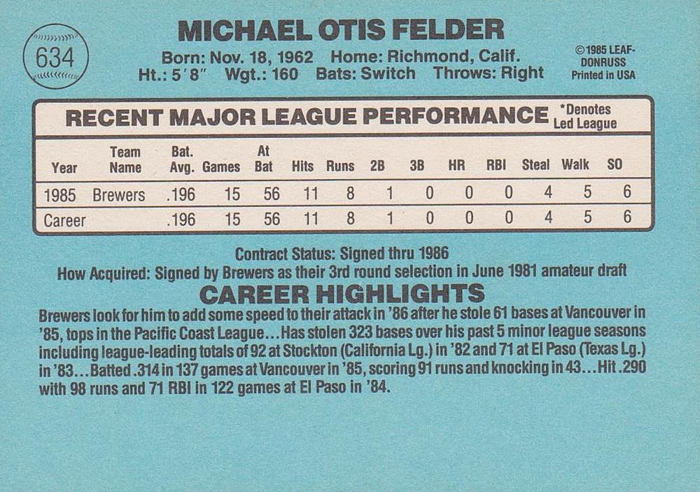 Mike Felder  baseball card collectible - Main Image 2