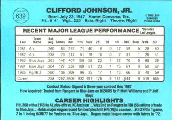 Cliff Johnson  baseball card collectible - Main Image 2