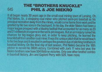 Knuckle Brothers (Phil Niekro / Joe Niekro)  baseball card collectible - Main Image 2