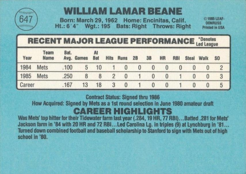 Billy Beane  baseball card collectible - Main Image 2