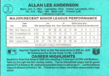 Allan Anderson  baseball card collectible - Main Image 2
