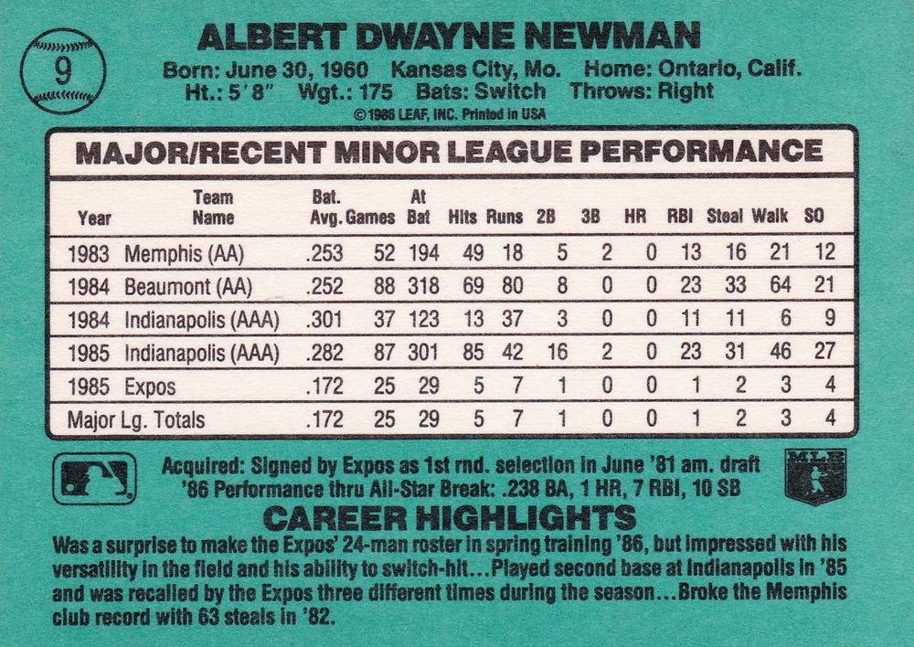 Al Newman  baseball card collectible - Main Image 2