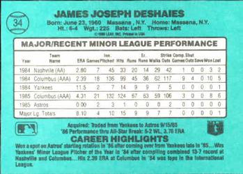 Jim Deshaies  baseball card collectible - Main Image 2